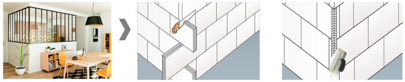 Pose d'une verrière sur support en carreaux de plâtre ou en plaques avec nos formats malins